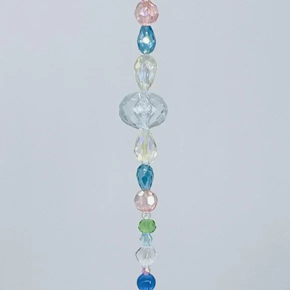 Handmade Beaded Suncatcher - Pastel - Clear Crystal Prism - Hanging Decor - Picture 8 of 14